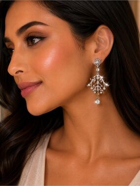 Givenchy Silver Crystal Chandelier Earrings